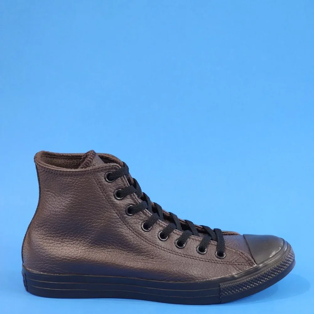 Converse CTAS Hi Velvet Brown/Black Unisex Leather Sneakers 172012C NWT - Picture 2 of 6